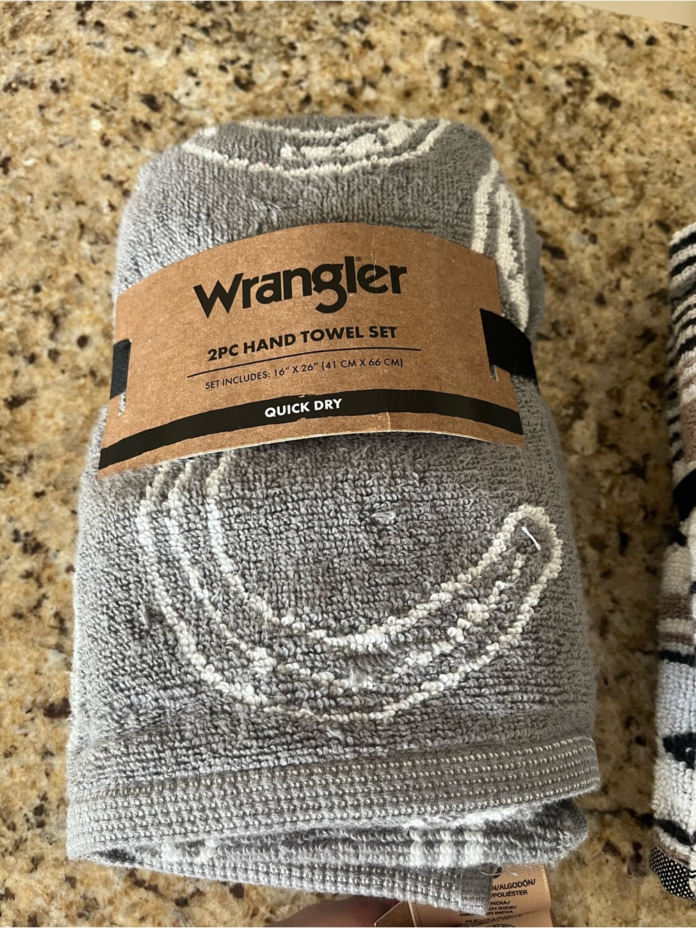 Wrangler Quick Dry Grey 2pc Horse Shoe Hand Towel Set